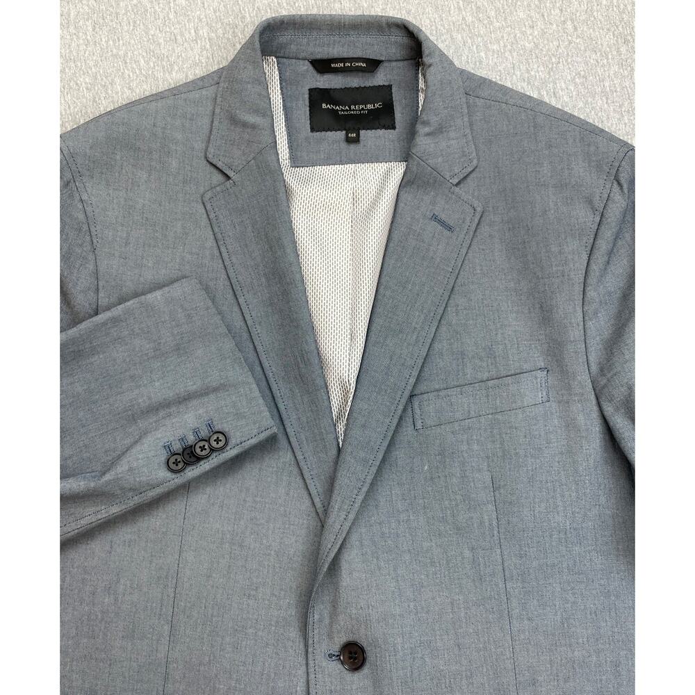 Banana Republic Blazer Mens 44R Gray Cotton Blend Stretch 2-Button Lined Jacket